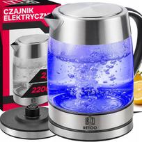RETOO elektrinis stiklinis belaidis virdulys, 1,7 l, LED apšvietimas, 2200 W, plieninis