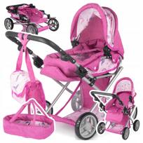 MalPlay 3-in-1 lėlių vežimėlis su lopšiu, sportine dalimi, automobiline kėdute ir priedais