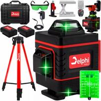Kryžinis lazeris Delphi Tools 16 linijų 4D, žalias, su 115 cm stovu ir 2 akumuliatoriais