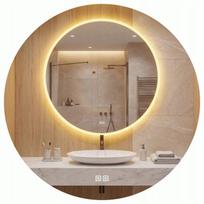 Apvalus LED vonios veidrodis 60 cm su Anti-Fog funkcija, 3 šviesos spalvomis ir ryškumo reguliavimu