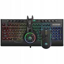 Marvo CM305 RGB žaidimų klaviatūros, pelės ir ausinių rinkinys, juodas