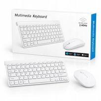 Belaidė kompiuterio klaviatūra ir pelė „Hello Case“, balta, USB 2-in-1 rinkinys