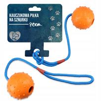 Kamuolinis žaislas šunims 6 cm, virvė, kramtukas, tvirtas laikiklis, aportavimui