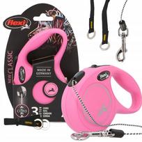 Automatinis pavadėlis šunims ir katėms FLEXI New Classic XS, 3 m iki 8 kg, rožinis