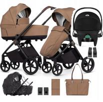 Venicci Claro lengvas 3-in-1 vežimėlis su Cybex automobiline kėdute ir priedais, Caramel