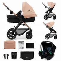 Daugiafunkcis vežimėlis 3 viename Kinderkraft MOOV 2 su MINK PRO kėdute, smėlio spalvos