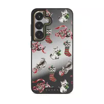 Merry Kitty - Samsung Galaxy S25 Case, Elite Mirror Dark (Magnetic) / Gold