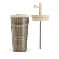 Favorite Coat - Plaid Travel Mug, 500 ml / Flap & Straw Set