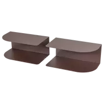 Pakabinamas naktinis staliukas Ovia, 2 vnt., 15 x 35 x 20 cm, metalas, violetinė / ruda