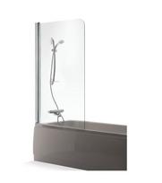 Vonios sienelė Brasta Glass Maja, 80x150 cm, pilkas stiklas, juoda matinė