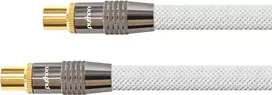 SAT antenos laidas, IEC/Koax kištukas ir lizdas paauksuoti, ekranavimo lygis 120 dB, 75 Ohm, nailono pynė balta, 1 m, PYTHON® serija (GC-M2001)