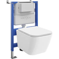 Mexen Madox povandeninis WC rėmo komplektas pneumatic Tex Air XS-F su WC misku ir lėtai užsidarančiu dangčiu, baltas