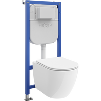 Mexen Lena paslėptas WC komplektas Tex E su WC dubeniu 2.0 ir lėtai nusileidžiančiu dangčiu, baltas - 61093022L4000