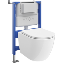 Mexen Lena paslėptas WC komplektas Tex Air XS-F pneumatinis rėmas su WC 2.0 dubeniu ir lėtai užsidarančiu dangčiu, baltas