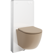 Mexen Lena antstainis WC komplektas su pneumatiniais rėmais Tex Air G su WC ir lėtai užsidarančiu dangčiu, cappuccino
