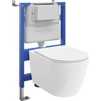 Mexen Rico paslėptas WC rėmo komplektas Tex Air XS-F su WC puodu 2.0 Tornado ir lėtai nusileidžiančia dangteliu, baltas