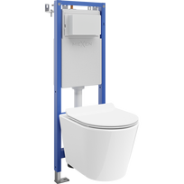 Mexen Rico paslėptų montavimas WC komplektas siauras, kampinis Tex W su WC dubeniu ir lėtai nuleidžiama dangčiu, baltas