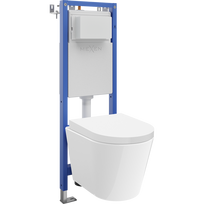 Mexen Rico paslėptas WC montavimo rinkinys siauras, kampinis Tex W su WC tornado dubeniu ir lėtai nuleidžiančia dangteliu,
