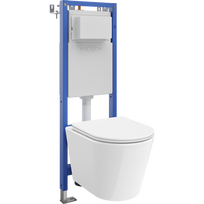 Mexen Rico paslėptas WC rėmas siauras, kampinis Tex W su WC Tornado dubeniu ir lėtai nusileidžiančia sėdyne, baltas