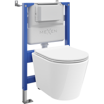 Mexen Rico paslėptas WC komplektas, pneumatinis rėmas Tex Air XS-F su WC puodu Tornado ir lėtai krentančiu dangčiu, baltas