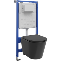 Mexen Rico potinkinis WC komplektas su Tex Slim rėmu, WC Tornado klozetu ir lėtai nusileidžiančiu dangčiu, juodas matinis