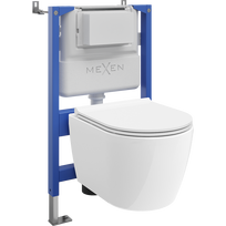 Mexen Carmen WC potinkinis rinkinys su pneumatiniu Tex Air XS-F rėmeliu, WC puodu ir lėtai nusileidžiančiu dangčiu, baltas
