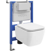 Mexen Stella potinkinis WC komplektas su pneumatinis rėmas Tex Air XS-F, su WC puodu ir lėta nusileidžianti lenta, baltas