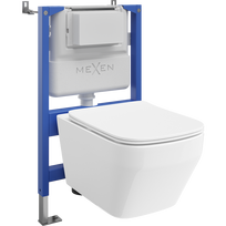 Mexen Riva paslėptas WC komplektas su pneumatiniais rėmais Tex Air XS-F su WC tualetu Tornado ir lėtai krentančiu dangčiu,