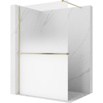 Mexen Kioto+ dušo siena su lentyna Walk-in 150 x 200 cm, ombre balta 8 mm, aukso matinė - 800-150-121-55-86