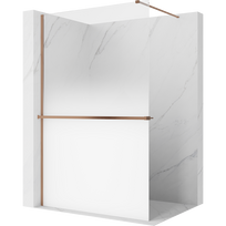 Mexen Kioto+ dušo sienelė su lentynėle Walk-in 70 x 200 cm, ombre balta 8 mm, šlifuotas varis - 800-070-121-65-86