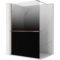 Mexen Kioto+ dušo kabina su lentyna Walk-in 80 x 200 cm, juoda ombre 8 mm, rožinis auksas - 800-080-121-60-76