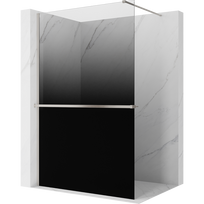 Mexen Kioto+ Dušo siena su lentyna Walk-in 90 x 200 cm, ombre juoda 8 mm, šlifuotas nikelis - 800-090-121-97-76