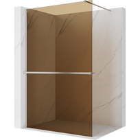 Mexen Kioto+ dušo siena su lentyna Walk-in 70 x 200 cm, bronzinis 8 mm, šlifuotas nikelis - 800-070-121-97-32