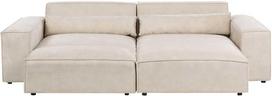 Beliani Modulinė 3 vietų kampinė sofa HELLNAR su otomana, veliūras, šviesiai smėlio spalvos, kairinė