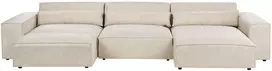 Beliani Modulinė kampinė sofa 4 asmenims HELLNAR su otomane, veliūrinė, šviesiai smėlio spalvos, kairinė