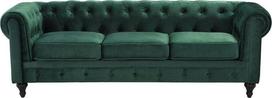 Beliani CHESTERFIELD trijų vietų veliūrinė sofa, smaragdo žalios spalvos