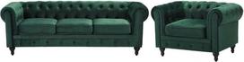 Sofa Beliani 4 vietų svetainės baldų komplektas CHESTERFIELD, smaragdo spalvos veliūras