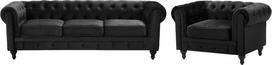 Sofa Beliani 4 vietų poilsio baldų komplektas CHESTERFIELD, veliūras, juodas