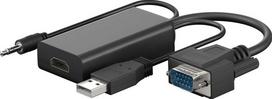 Keitiklis VGA – HDMI (reikalingas papildomas maitinimas per USB) GOOBAY
