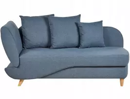 Sofa Beliani Kairės pusės šezlongas MERI su daiktadėže, sintetinis linas, mėlynas