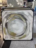 „Auksinis sūkurys“ abstraktus paveikslas, 80 × 80 cm
