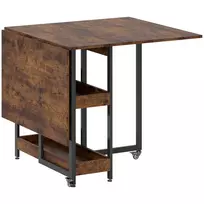 HOMCOM sulankstomas valgomojo stalas, virtuvės stalas 2-4 asmenims su 2 atviromis lentynomis, mobilus valgomojo stalas mažiems kambariams, valgomasis, virtuvė 133,4 x 80 x 75 cm, kaimiškas rudas