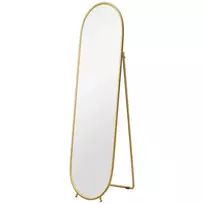 HOMCOM Viso ilgio veidrodis, 160 x 40 cm sieninis veidrodis su stovu, metalinis rėmas, ovalus pastatomas veidrodis svetainei, miegamajam, aukso spalvos