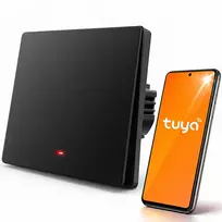 Qoltec 52722 išmanusis vieno kanalo šviesos jungiklis | Wi-Fi | Laikmatis | Tuya | Smart life | Juodas