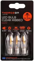 Thorgeon LED lemputės E10 žemos įtampos 0.2W 8-55V, 0.2W 12lm, 2100K, 3vnt. Briaunuotos