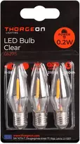 Thorgeon LED lemputės E10 žemos įtampos 0.2W 8-55V, 0.2W 12lm, 2100K, 3vnt. skaidrios