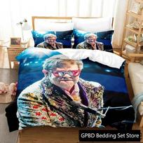 3D Print Popular Elton John Bedding Set Double Twin King Duvet Cover Comforter Pillowcase Boys Girls Adults Bedroom EU Single 135x200cm gray