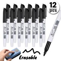 12Pcs Large Capacity Erasable Whiteboard Markers, Water-Based Ink Black Dry Erase Pens for Office School Teaching Supplies 12pcs juoda