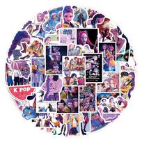 55-110PCS K-POP Demon Hunters Stickers Anime Water Resistant Vinyl Decals designed for Laptop Water Bottle Skateboard Phone Present designed for Fans black