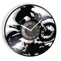 Motocross Racing Brappp Decor Modern Wall Clock Dirtbike Trick Riding Vinyl Record Clock Freestyle Motorcycle Racing Riders Gift gray